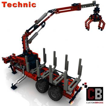 Custom 42054 2-axle trailer with forestry crane