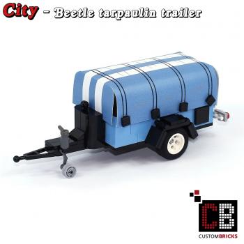 Luggage trailer with tarpaulin - blue - made of LEGO® bricks