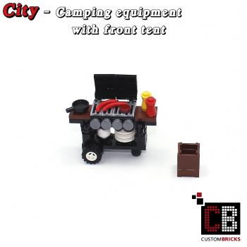 T1 front tent with barbecue and accessories - red - from LEGO® bricks
