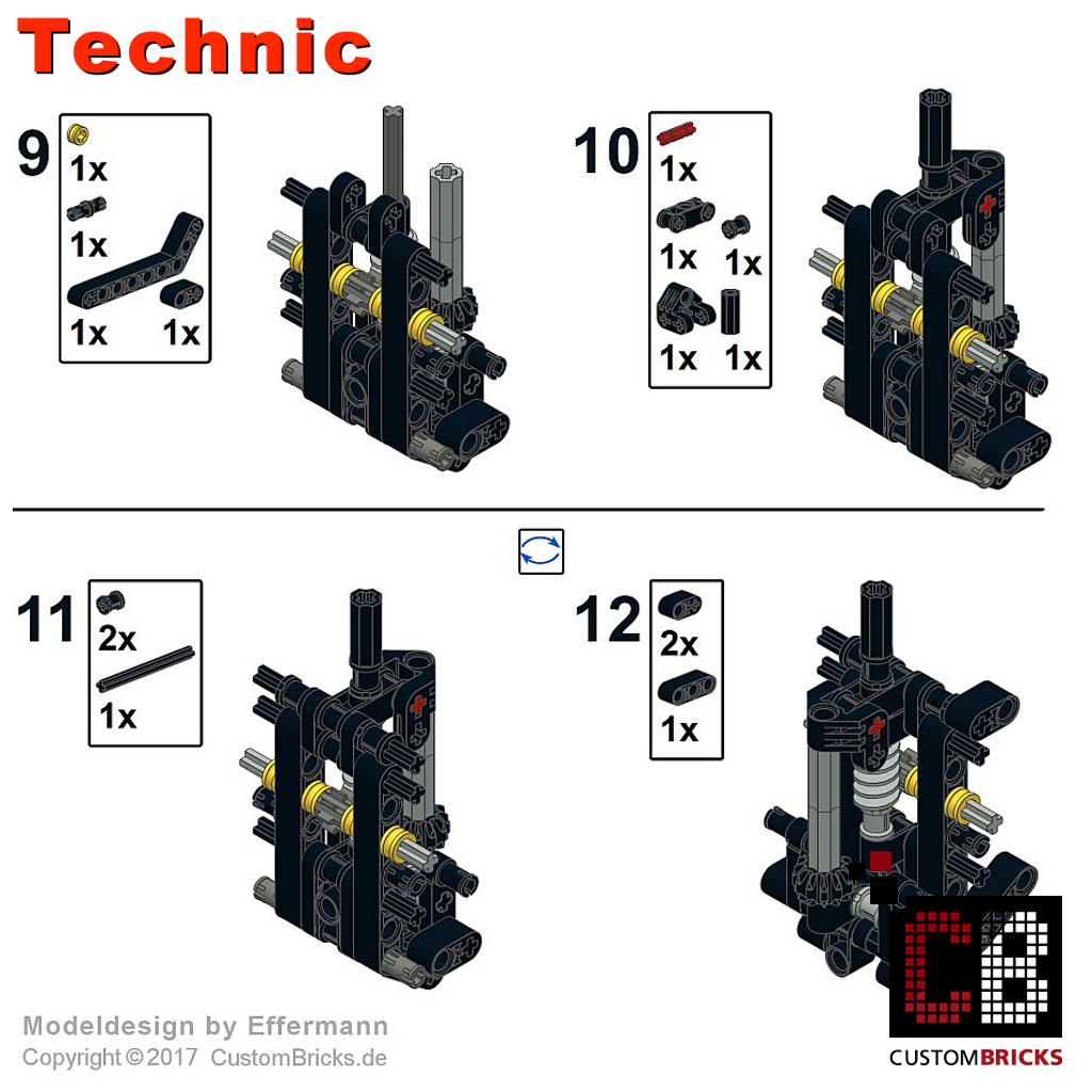  LEGO Technik Modell Custom 4x4 RC Traktor 8063 mod +  Anhänger - MOC Custombricks MOC Bauanleitung