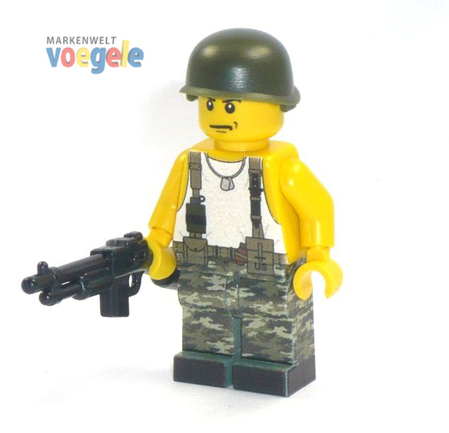 CustomBricks Figure US. GI Soldier with Weapen made of LEGO bricks