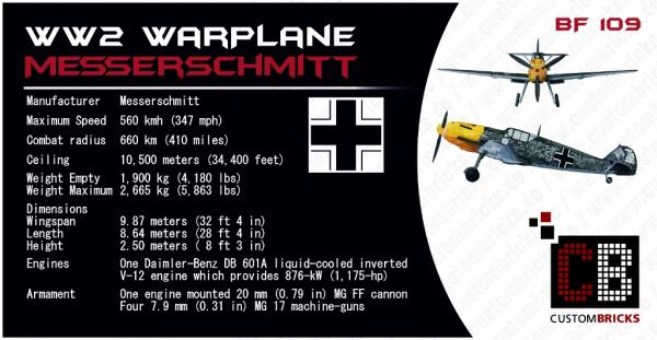 CUSTOM WW2 Warplane - Standfuss + Sticker aus LEGO® Steinen