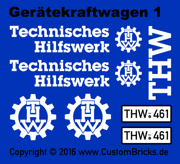 Custom Decals - THW equipment car 1 - GKW