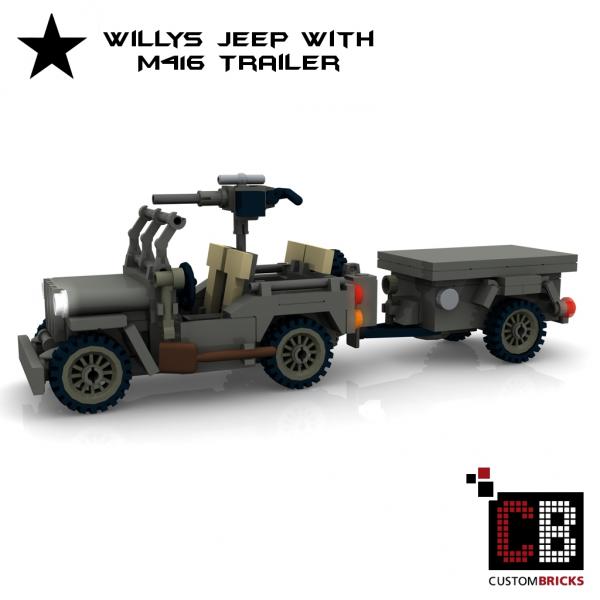 Custom WW2 U.S. MB Willys with M416 Trailer