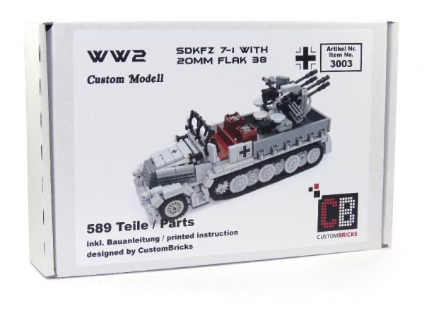 CUSTOM WW2 SdKfz7-1 with Flak38 and soldier made of LEGO® bricks