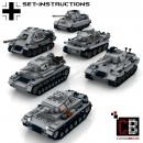 Custom WW2 Deutsche Panzer Set 1 - Tiger, Königstiger, Panther, Jagdpanther, PzKpfw 3&4